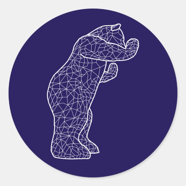 Großer Blaue Bär Runder Aufkleber (Vorderseite)