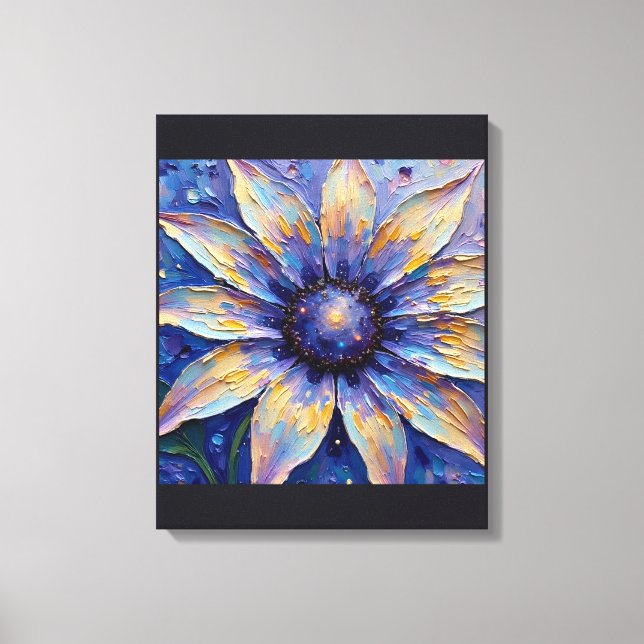 Großer blauer Blumen-Impressionistendruck | Botani Leinwanddruck (Vorderseite)