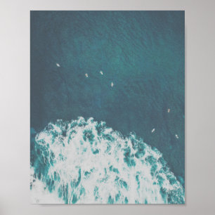 Großer blauer Ozean-Luftstrand-Ansicht-Fotografie Poster