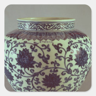 Großer blauer und weißer Ming Vase Quadratischer Aufkleber