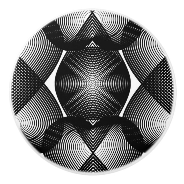 Großer Blick Schwarz-Weiß-Keramik-Knoblauch/Rumpf Keramikknauf (Vorderseite)