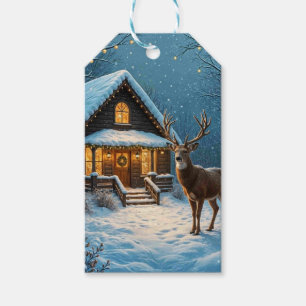 Großer Bock besucht ein verschneites Weihnachten Geschenkanhänger