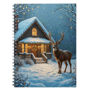 Großer Bock besucht ein verschneites Weihnachten Notizblock