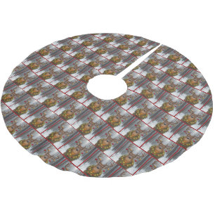 Großer Bock mit leuchtendem Weihnachtskranz Polyester Weihnachtsbaumdecke