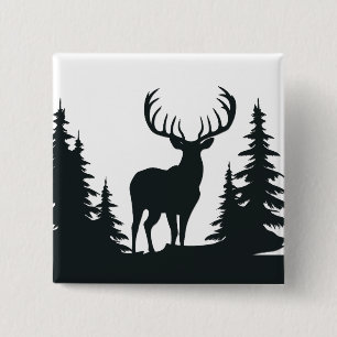 Großer Bock zwischen Kiefern Vektor  Button