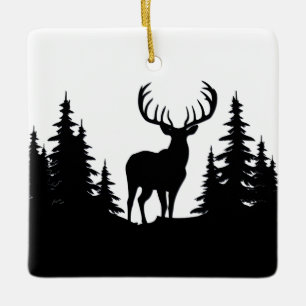Großer Bock zwischen Kiefern Vektor Keramikornament
