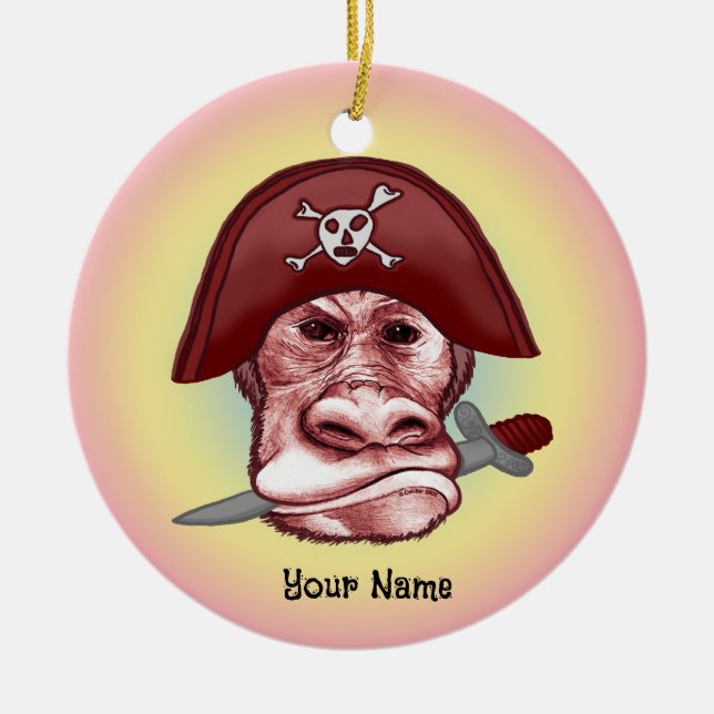 Großer Böser Affe Pirat  Keramik Ornament (Vorne)
