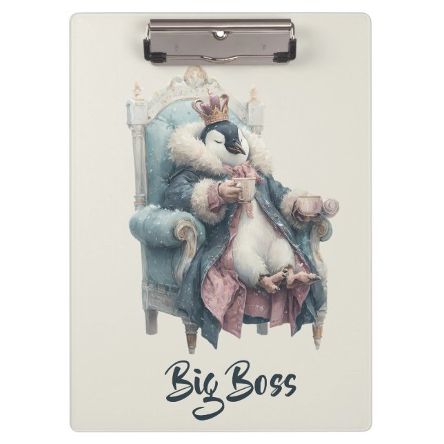 Großer Boss Winter Pinguin Design Klemmbrett (Vorderseite)