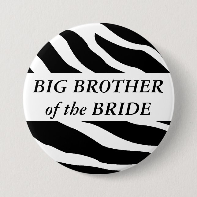 Großer Bruder des Brautzebra-Hochzeits-Knopfes Button (Vorderseite)