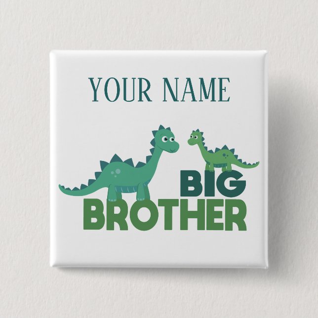 Großer Bruder Dinosaurier personalisierter Name Button (Vorderseite)