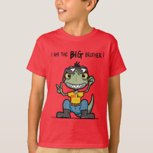 Großer Bruder Glücklicher Grüner Dinosaurier Rot T-Shirt