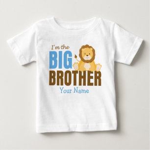 Großer Bruder-Löwe-blaues personalisiertes Baby T-shirt