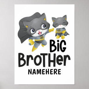 Großer Bruder Superheld Katzen Illustration Benutz Poster