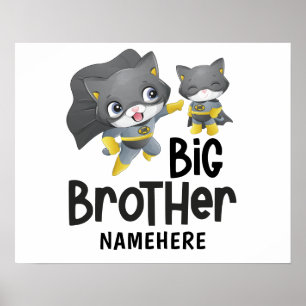 Großer Bruder Superheld Katzen Illustration Benutz Poster