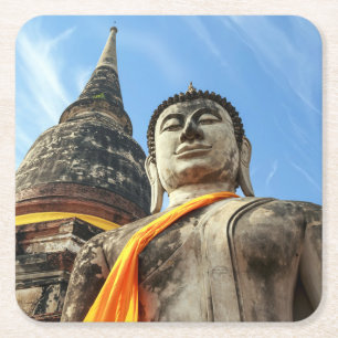 Großer Buddha in Ayutthaya, Thailand Rechteckiger Pappuntersetzer