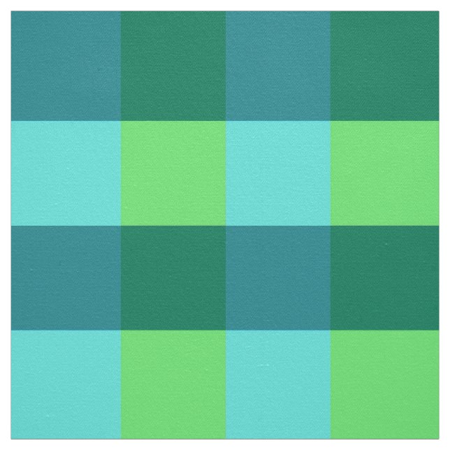 Großer Büffel-Karo, Aqua, aquamarin und Limones Stoff (Muster)