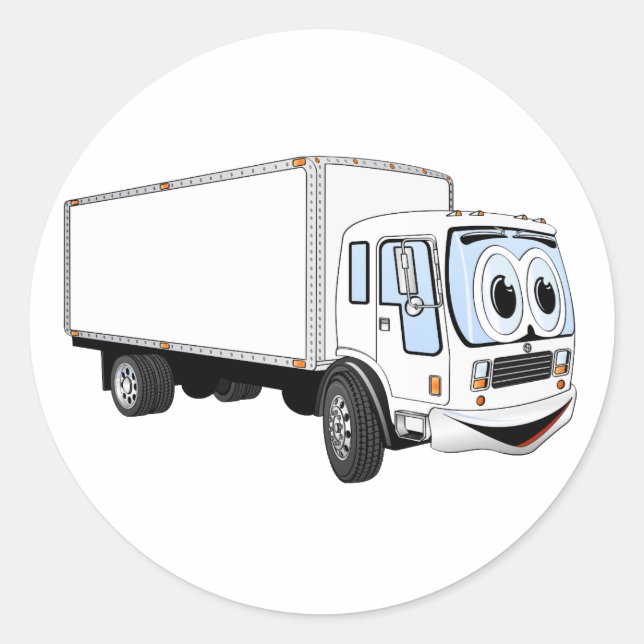 Grosser Cartoon für LKW mit weißer Lieferung Runder Aufkleber (Vorderseite)
