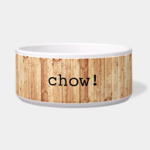 Großer "Chow-Chow!" Keramikhundeschüssel - Holz