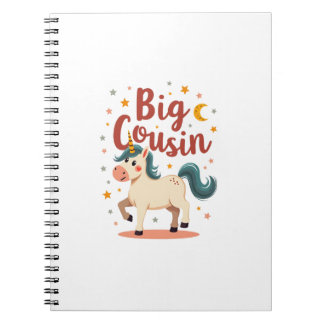Großer Cousin Einhorn Vintage Süße Kinder Typograf Notizblock