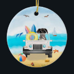 Großer Dan Dog Driving on Beach Keramik Ornament<br><div class="desc">Ein tolles,  trockenes Hundefahrzeug am Strand ist eine Geschenkidee für jemanden,  der diese Hundezucht Liebe hat.</div>