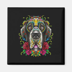 Großer Dan Hund Tattoo-Tag der toten, floralen mex Magnet