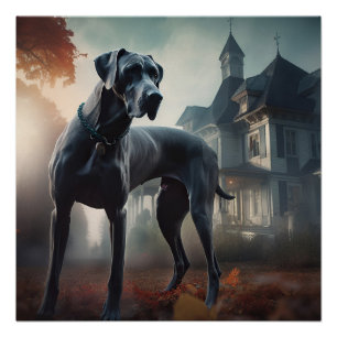 Großer Däne Halloween Gruselig Poster
