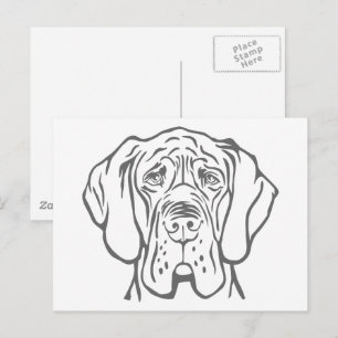 Großer Dane Head zeichnend Postkarte