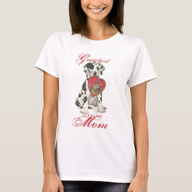 Großer Däne-Herz-Mama T-Shirt (Vorderseite)