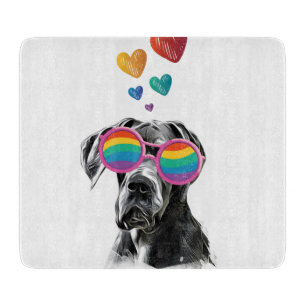 Großer Däne Hund am Herztag Valentinstag Schneidebrett
