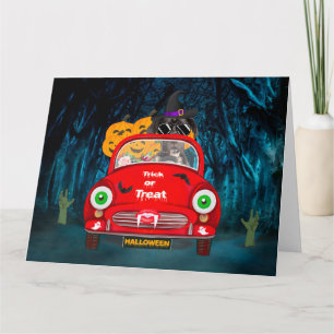 Großer Däne Hund fährt Auto Gruseliges Halloween Karte