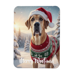 Großer Däne Hund Frohe Woofmas Winterfeiertag Magnet