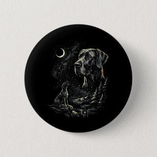 Großer Däne Hund Heulender Mond Vintage 90er Lusti Button