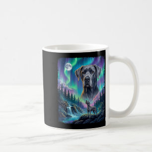 Großer Däne Hund heult Nordlichter Aurora Mond Kaffeetasse