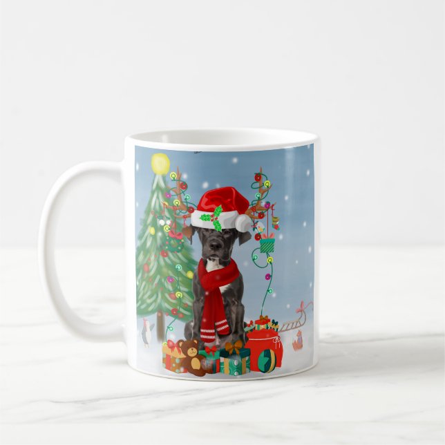 Großer Dane Hund mit Weihnachtsgeschenken Kaffeetasse (Links)
