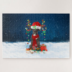Großer Dane Hund mit Weihnachtsgeschenken Puzzle