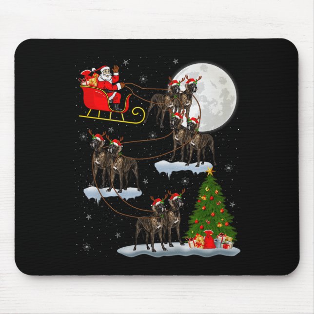 Großer Däne Hund Santa Schlitten Fliegend Lustig M Mousepad (Vorne)