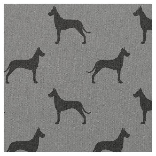 Großer Däne-HundeSilhouette-Muster grau und Stoff (Nahaufnahme)