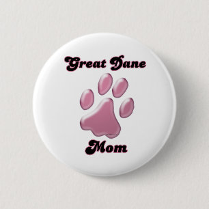 Großer Däne-Mama-Rosa Pawprint - Knopf Button