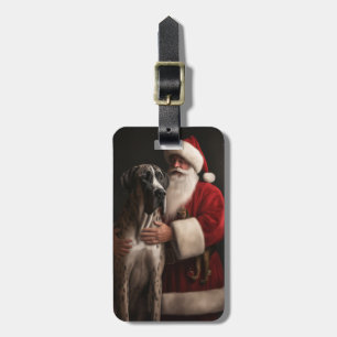 Großer Däne mit Weihnachtsmann Festive Weihnachten Gepäckanhänger