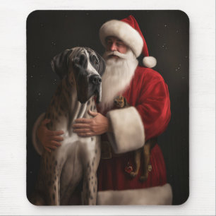 Großer Däne mit Weihnachtsmann Festive Weihnachten Mousepad