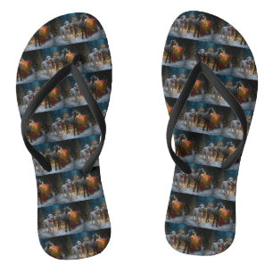 Großer Däne Schnee-Schlitten-Weihnachtsdekoration Flip Flops