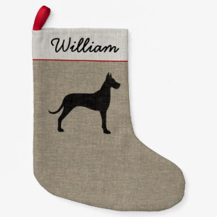 Großer Däne-Silhouette-Imitat-Leinenart-Hundezuc Kleiner Weihnachtsstrumpf