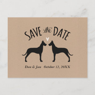 Großer Däne-Silhouetten, die Save the Date Wedding Ankündigungspostkarte