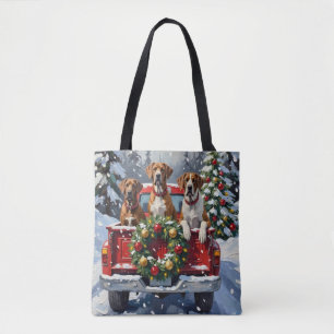 Großer Däne Weihnachten Rotes Lastwagen Ferien