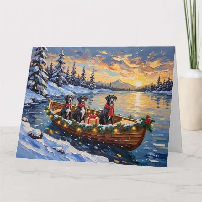 Großer Däne Weihnachtsboot Urlaub Karte (Vorderseite)