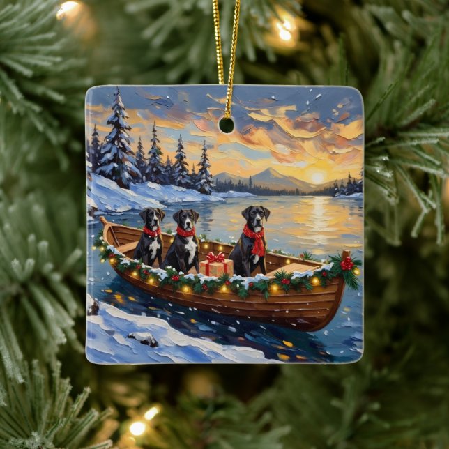 Großer Däne Weihnachtsboot Urlaub Keramikornament (Baum)