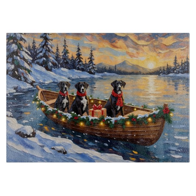 Großer Däne Weihnachtsboot Urlaub Schneidebrett (Vorderseite)