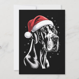 Großer Däne Weihnachtsmann Hut Schwarz Weiß Weihna Einladung