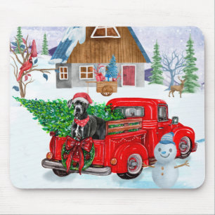 Großer Dänen-Hund in der Weihnachtslieferung LKW-S Mousepad