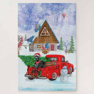 Großer Dänen-Hund in der Weihnachtslieferung LKW-S Puzzle